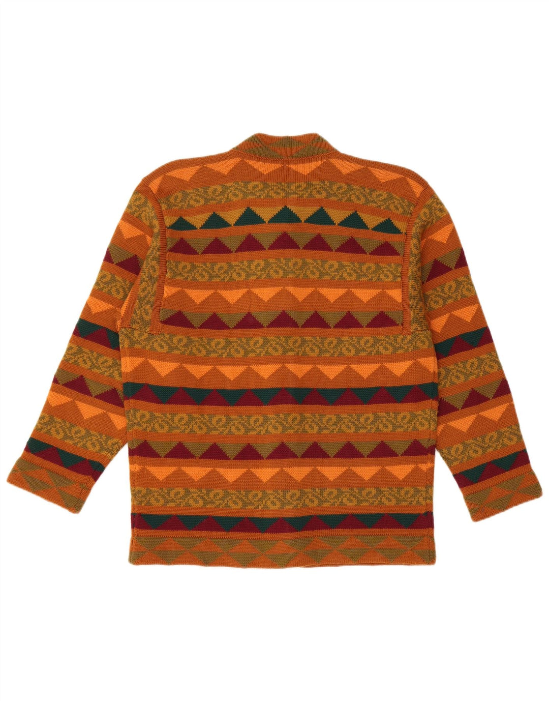 VINTAGE Damen Strick-2-teiliges Rock-Set UK 14 Medium W28 Braun Geometrisch