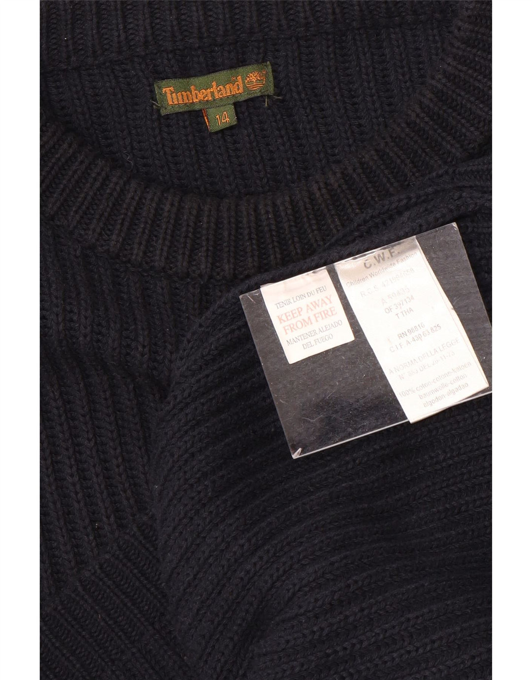 TIMBERLAND Damen-Pullover mit U-Boot-Ausschnitt, UK 14, Größe L, Marineblau, Baumwolle