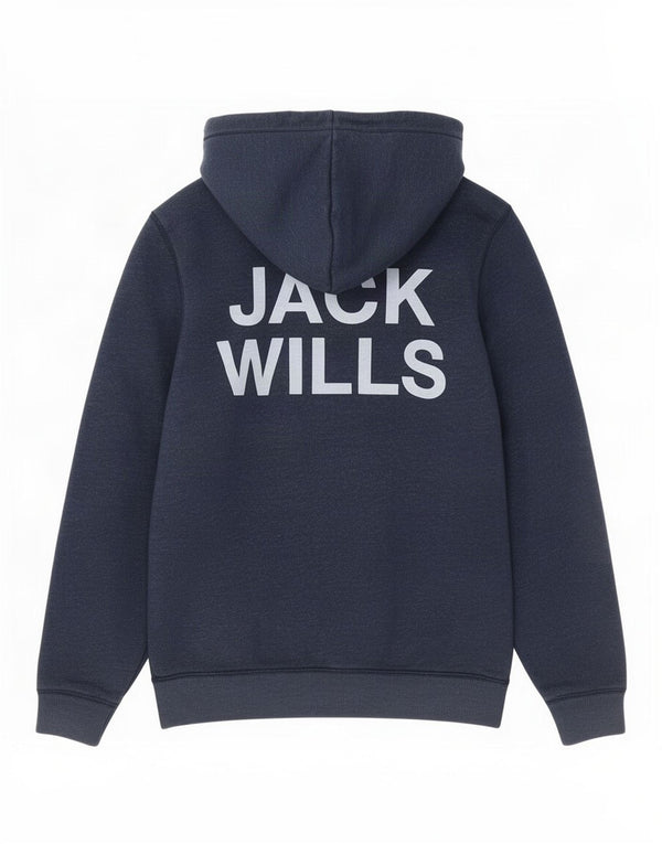 Jack Wills Herren-Kapuzenpullover mit grafischem Reißverschluss, mittelmarineblaue Baumwolle