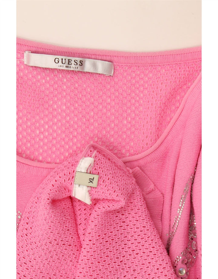 GUESS Damen Grafik-Sweatshirt-Pulloverkleid UK 18 XL Rosa