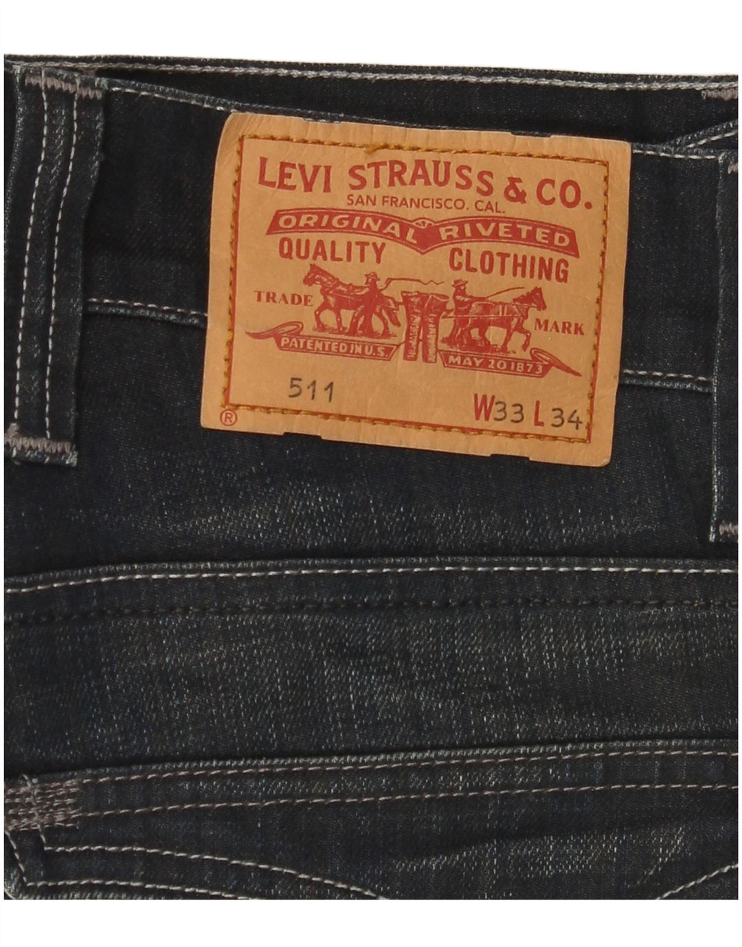 LEVI'S Herren 511 Slim Jeans W33 L34 Marineblaue Baumwolle