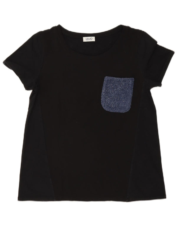 Liu Jo Damen T-Shirt Top UK 12 Mittel Marineblau Farbblock
