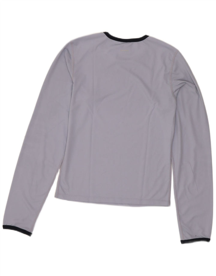 NIKE Damen Crop Top Langarm US 8/10 Mittelblaues Polyester