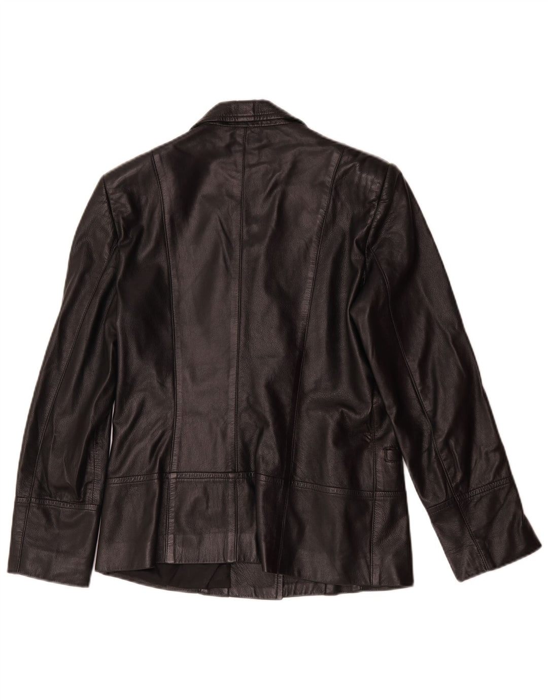 Vintage Damen 1 Knopf Leder Blazer Jacke UK 14 Mittelschwarzes Leder