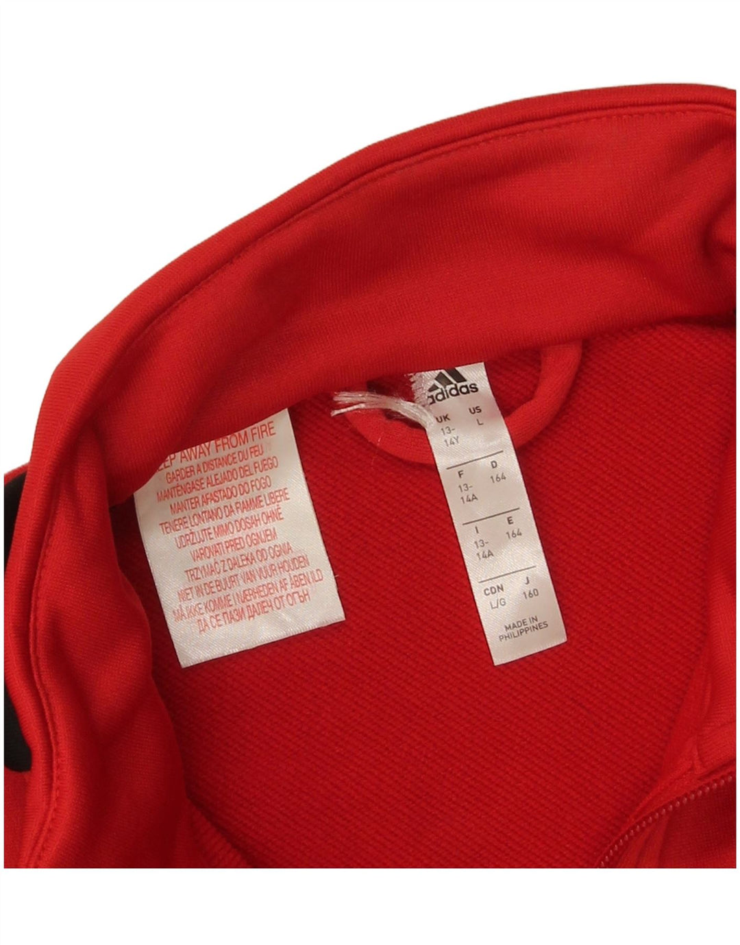 Adidas Jungen-Trainingsanzug-Top-Jacke, 13–14 Jahre, rotes Farbblock-Polyester
