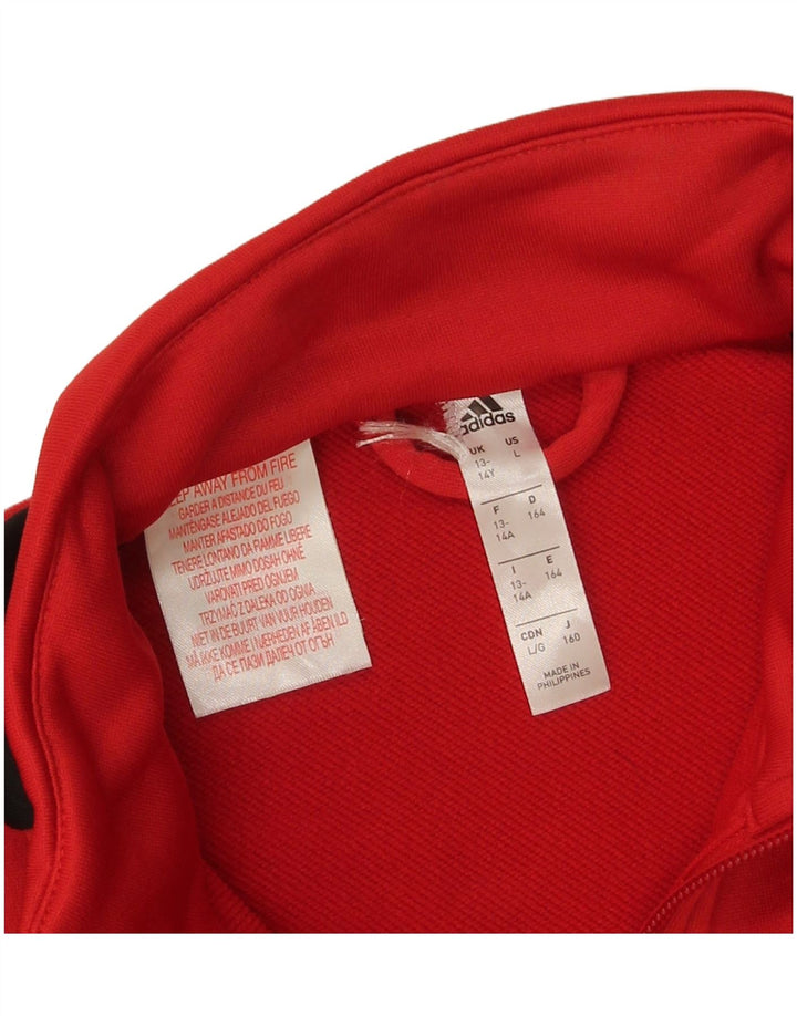 Adidas Jungen-Trainingsanzug-Top-Jacke, 13–14 Jahre, rotes Farbblock-Polyester