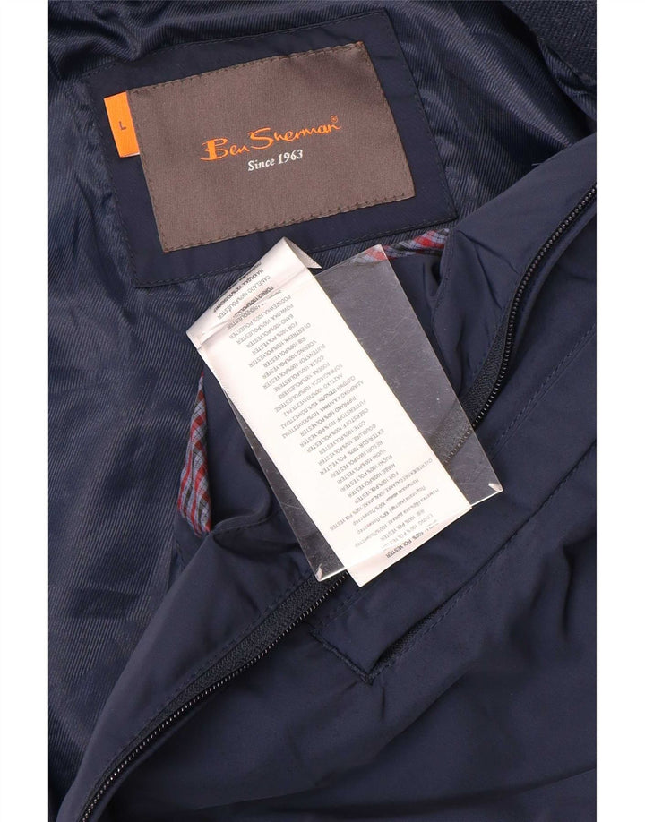 Ben Sherman Herren Bomberjacke UK 40 Large Marineblau Polyester