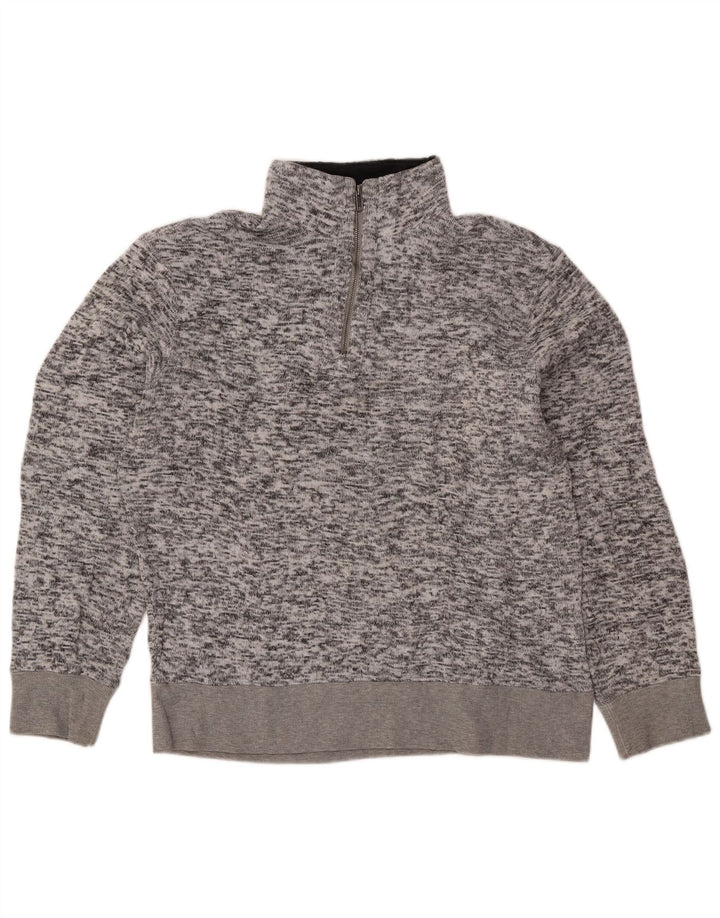 Lee Herren-Sweatshirt mit Reißverschluss am Hals, großes, grau meliertes Polyester