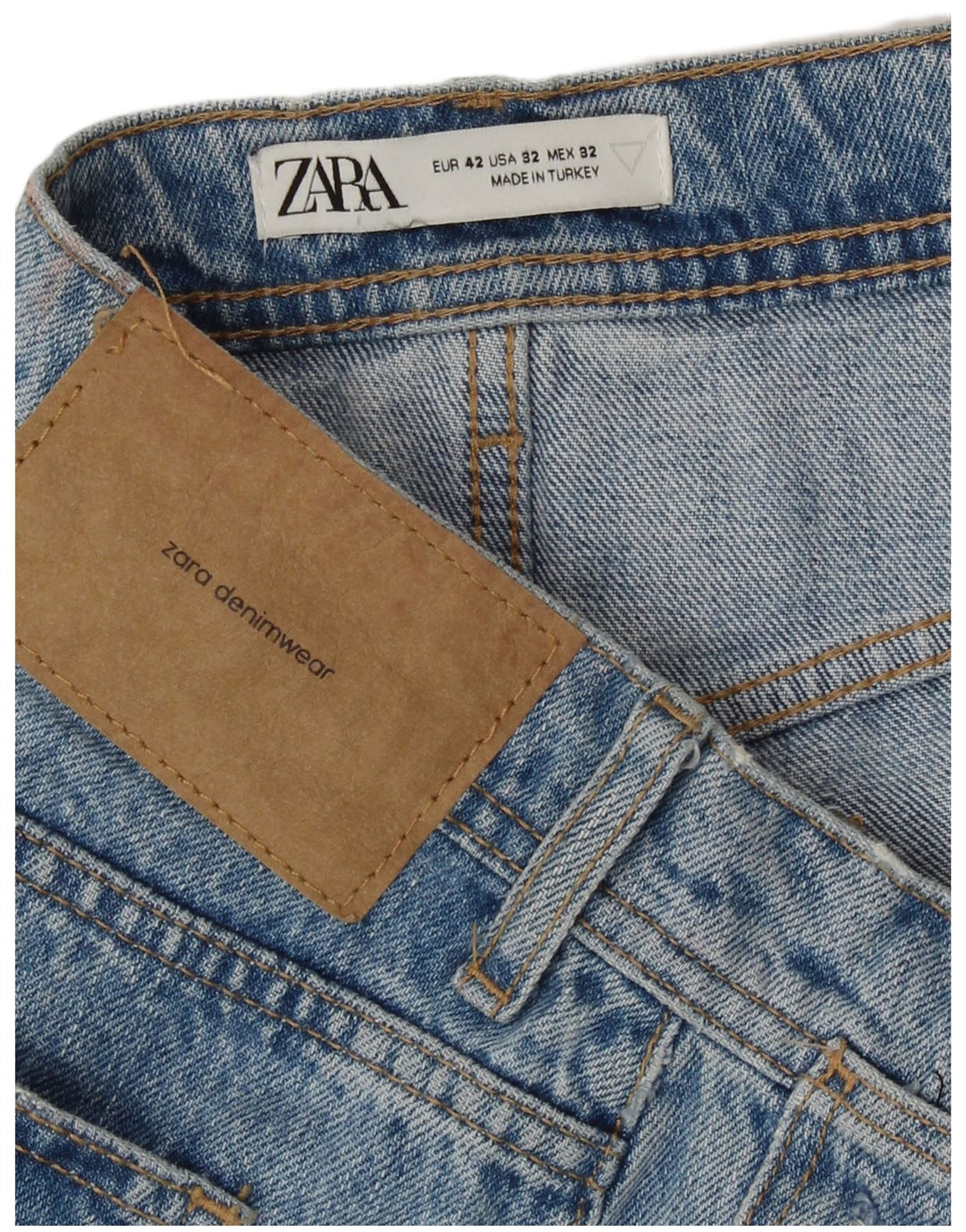 Zara Herren Distressed Denim Shorts EU 42 Large W32 Blaue Baumwolle