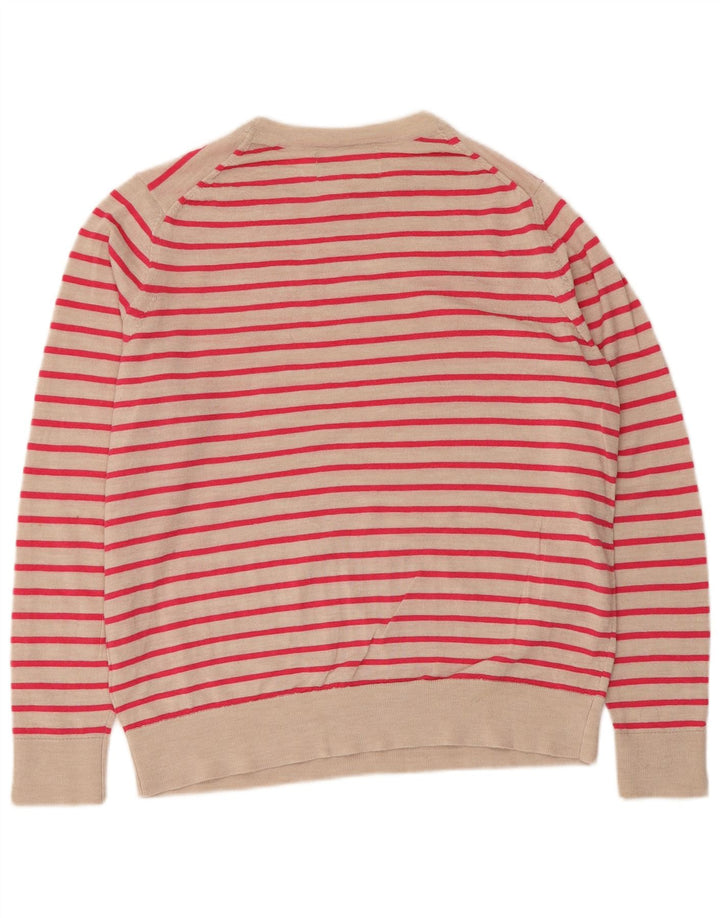 Marks & Spencer Damen-Pullover mit Rundhalsausschnitt, Gr. 14, mittelbeige gestreift