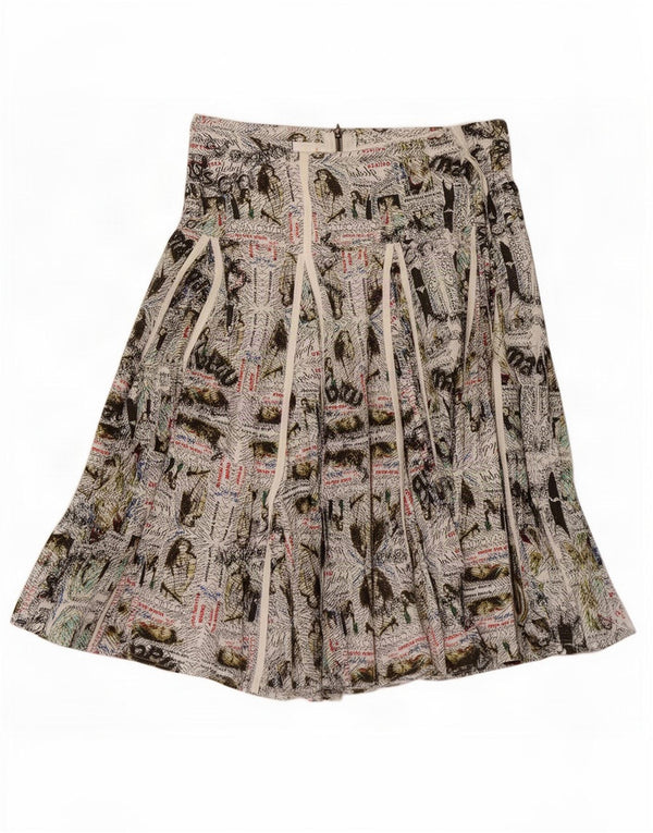 Desigual Damen Grafik-Faltenrock EU 42 Large W32 Mehrfarbige Baumwolle