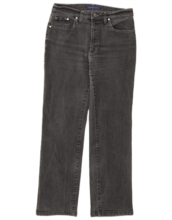 Trussardi Damen Straight Jeans W32 L28 Graue Baumwolle