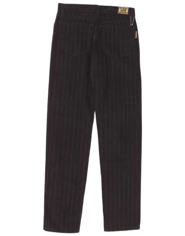 Vintage Herren Tapered Casual Hose W33 L33 Schwarz gestreift Baumwolle