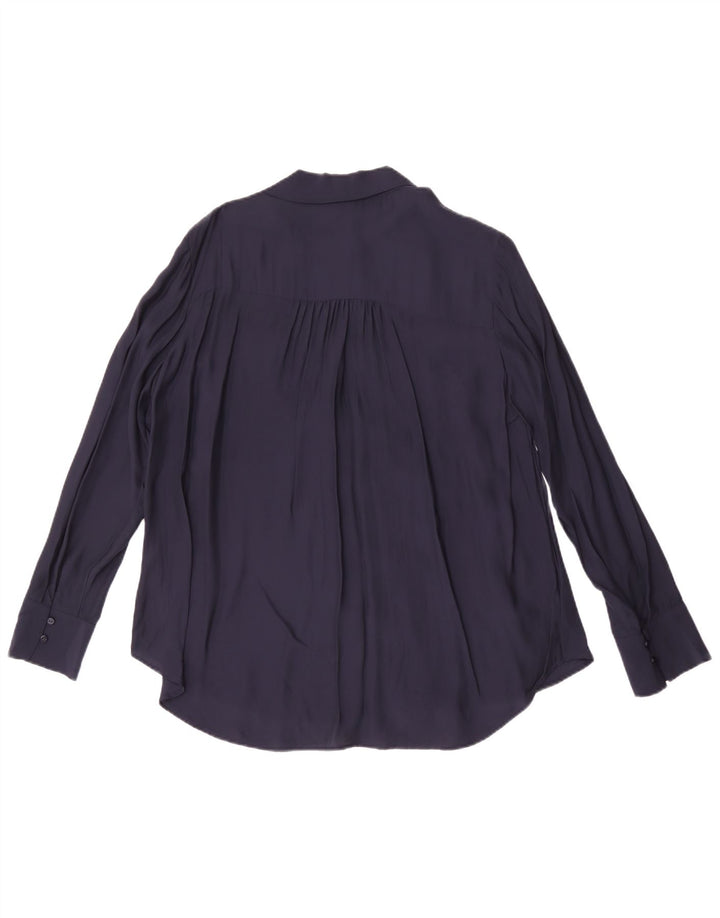 Massimo Dutti Damen-Hemdbluse mit Fliege, EU 42, große marineblaue Viskose