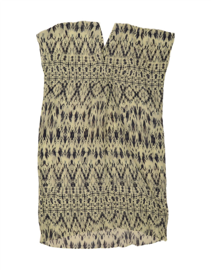 ZARA Damen-Overall-Etuikleid mit abstraktem Muster, Gr. 14, Mittelgrün