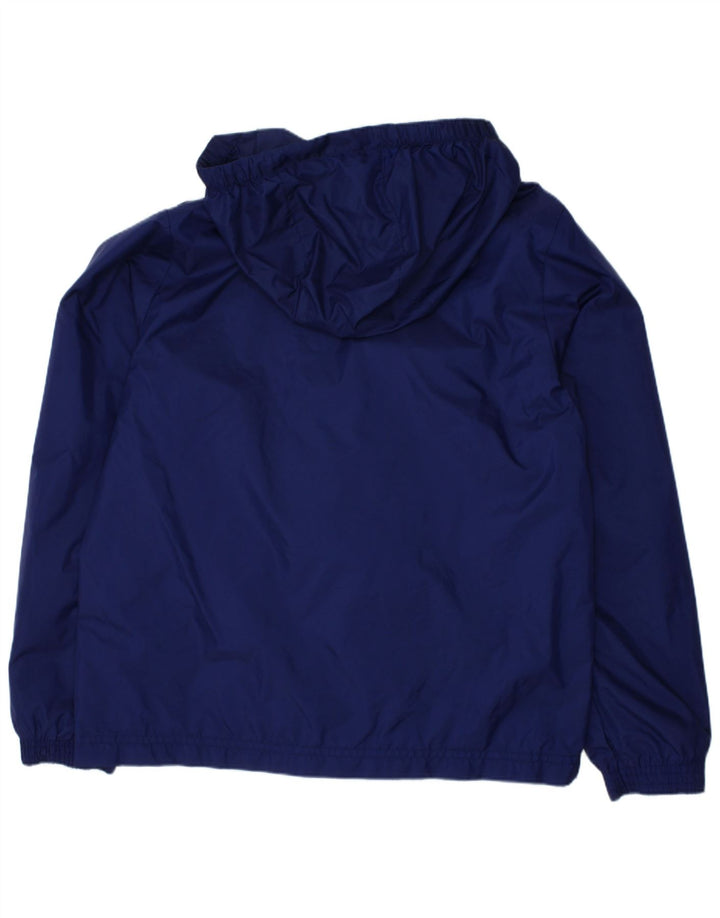 ADIDAS Boys Hooded Rain Jacket 9-10 Years Navy Blue Polyamide