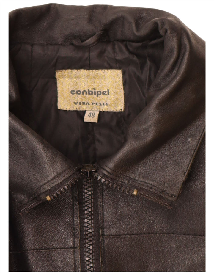 CONBIPEL Damen Ledermantel IT 48 XL Schwarzes Leder