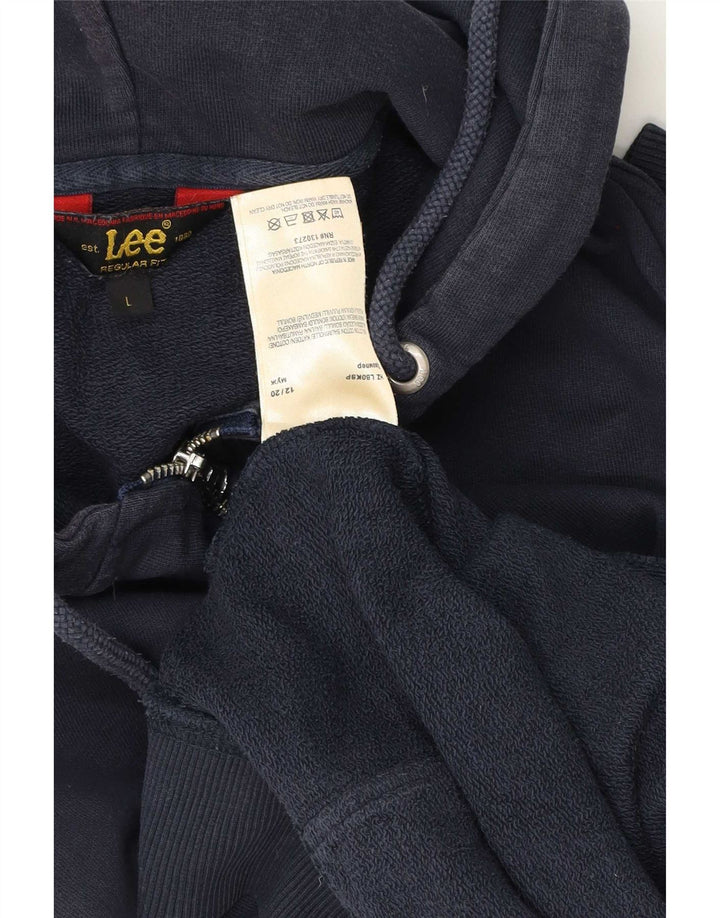 Lee Herren-Kapuzenpullover mit Reißverschluss, groß, marineblaue Baumwolle