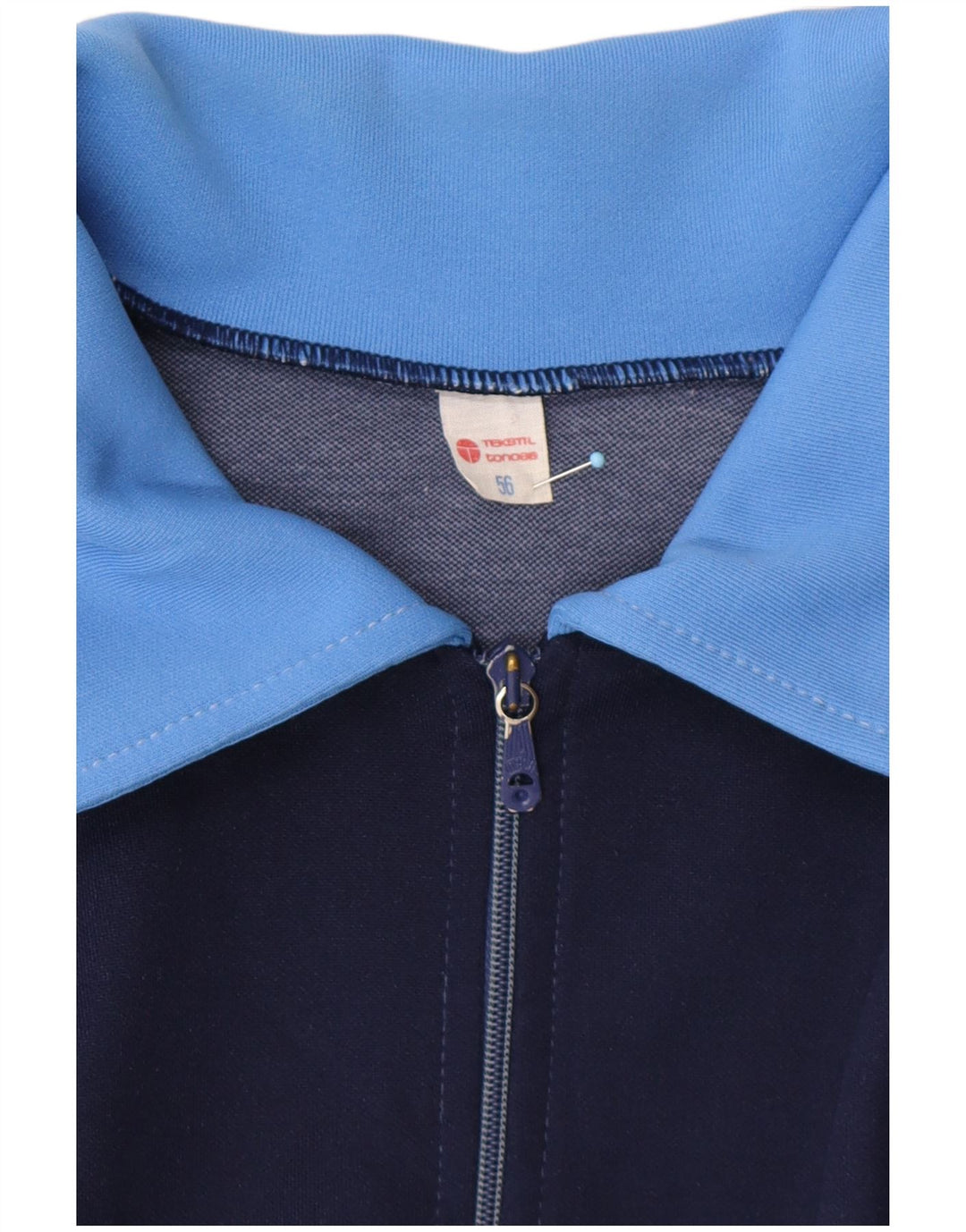 VINTAGE Herren Trainingsanzug Top Jacke EU 56 XL Blau Colourblock Retro