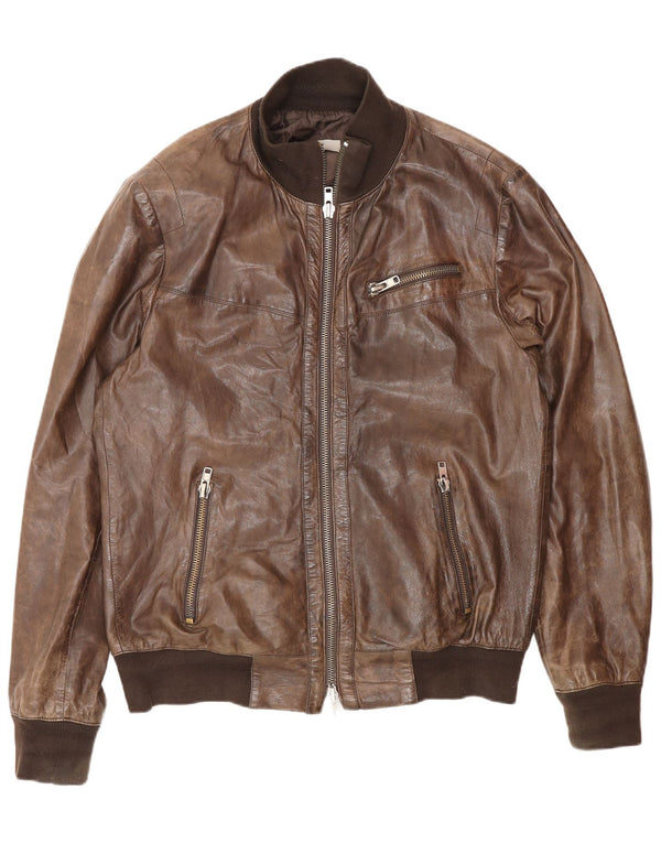 Zen Herren Lederjacke UK 40 Großes braunes Leder