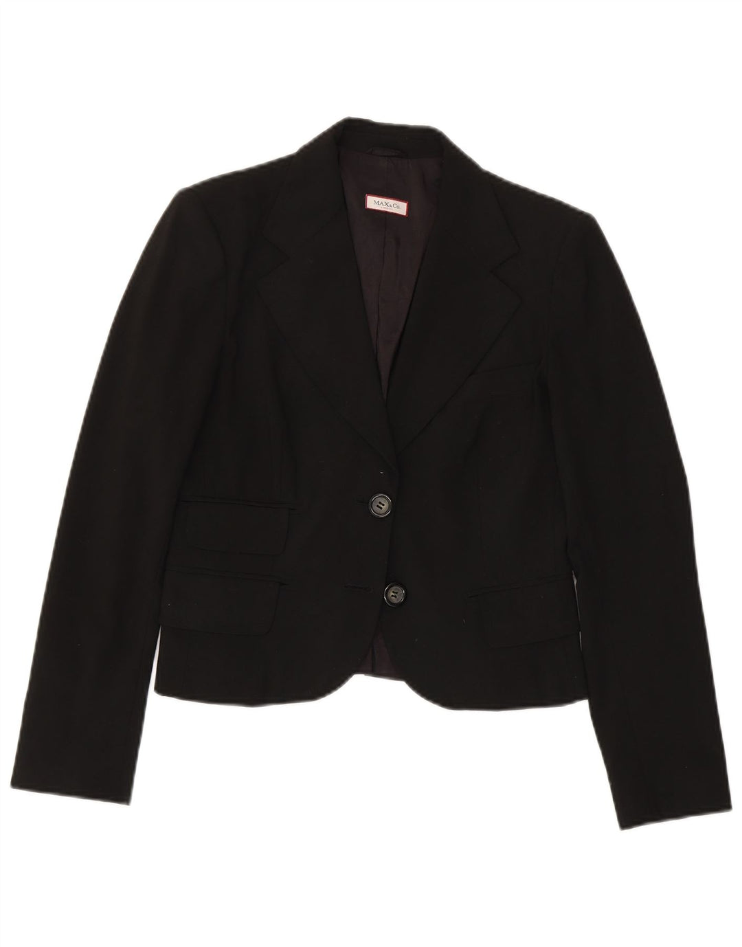 Max & Co. Damen-Blazerjacke mit 2 Knöpfen, Gr. 10, Größe S, Schwarz, Polyester