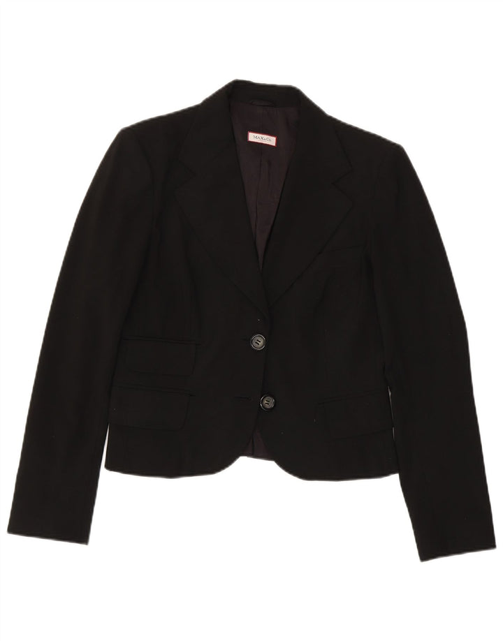 Max & Co. Damen-Blazerjacke mit 2 Knöpfen, Gr. 10, Größe S, Schwarz, Polyester
