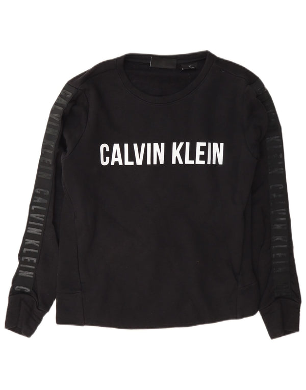 Calvin Klein Damen Grafik-Sweatshirt-Pullover UK 10 Small Marineblau Baumwolle