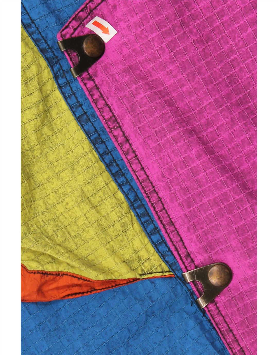 Vintage Herren-Skioverall mit Kapuze, IT 52, großes blaues Colourblock-Polyamid