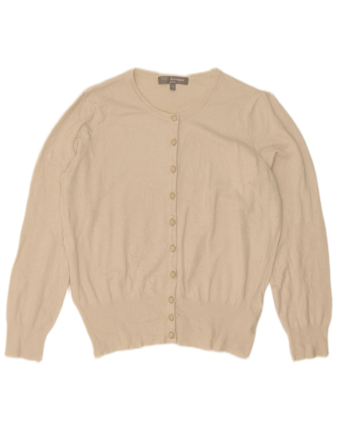 Marks & Spencer Womens Petite Cardigan Sweater UK 14 Medium Off White