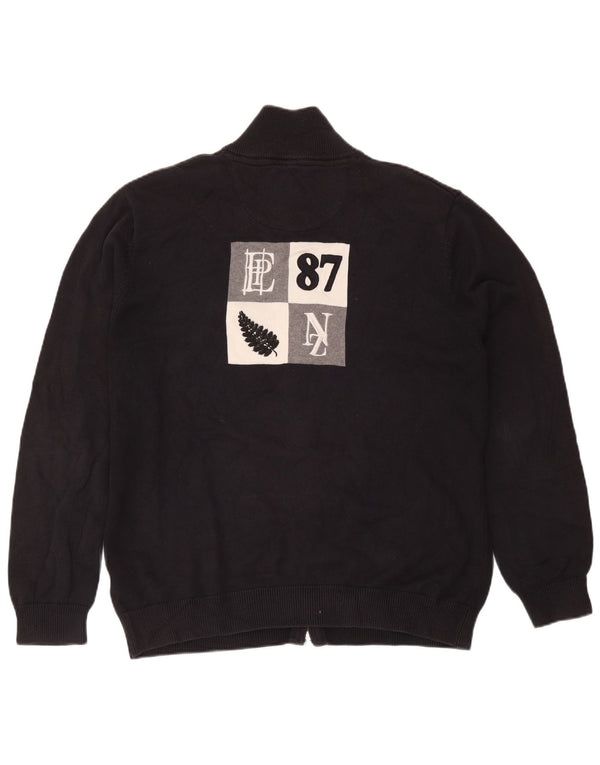 Eden Park Herren-Cardigan mit Grafik, XL, schwarze Baumwolle
