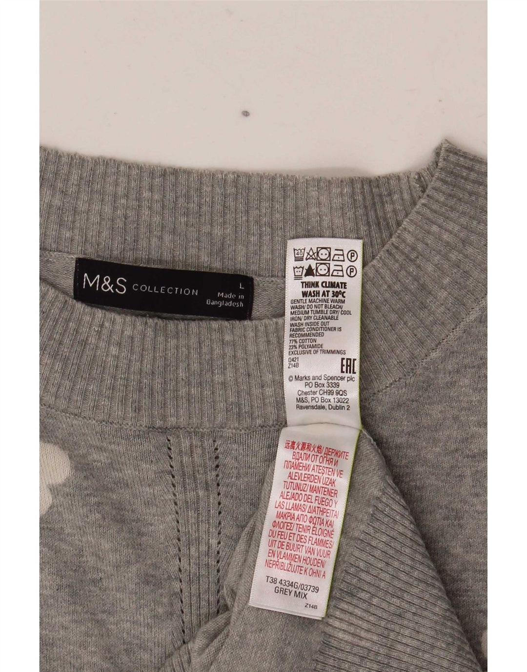 Marks & Spencer Damen-Pullover mit abstraktem Muster und Rundhalsausschnitt, Gr. 16, Größe L
