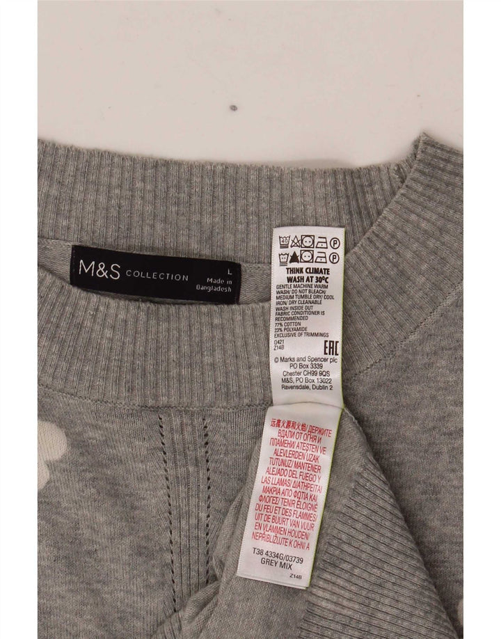 Marks & Spencer Damen-Pullover mit abstraktem Muster und Rundhalsausschnitt, Gr. 16, Größe L