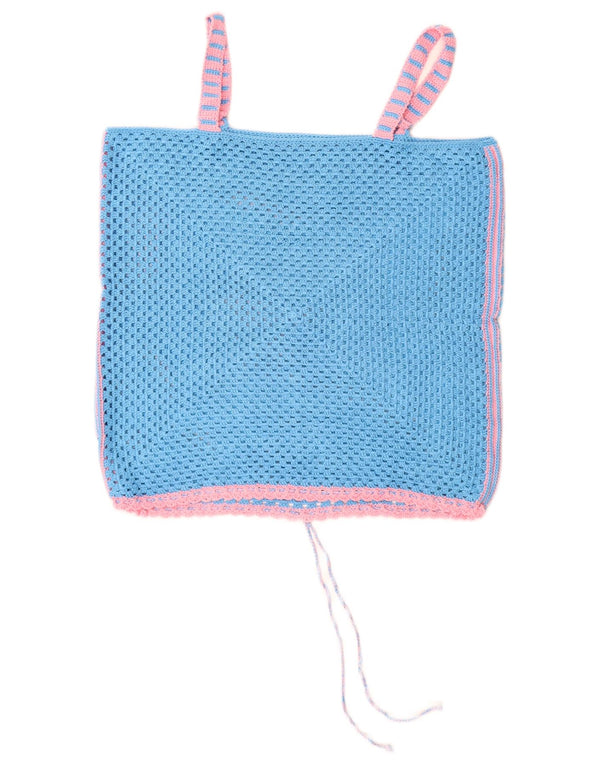 VINTAGE Damen Häkel-Cami-Top UK 14 Mittelblau