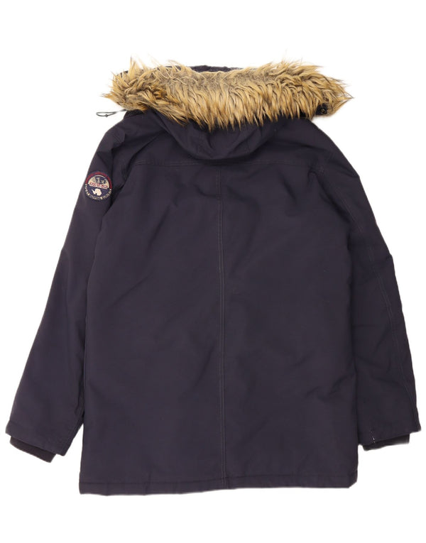 Napapijri Herren Geographic Kapuzenparkajacke UK 42 XL Marineblau Polyamid