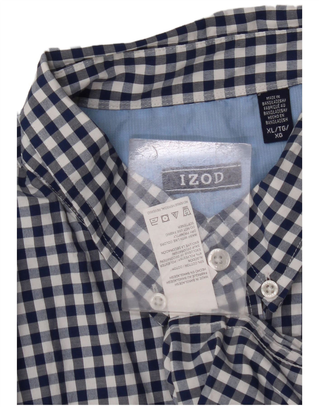 IZOD Herren Kurzarmhemd XL Blau Gingham Baumwolle