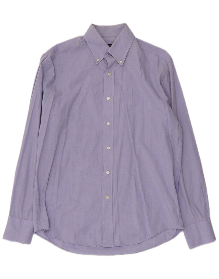 Dack's Slim-Fit-Hemd für Herren in Mittelblau mit Hahnentrittmuster