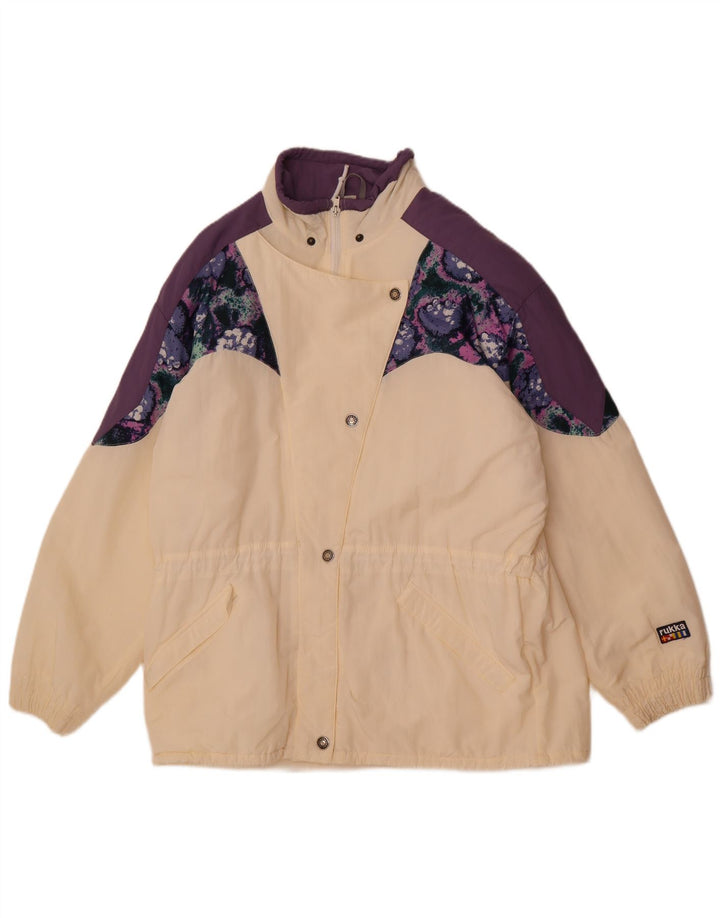 Rukka Damen-Windbreakerjacke mit lockerer Passform, EU 38, Mittelweiß, Farbblock