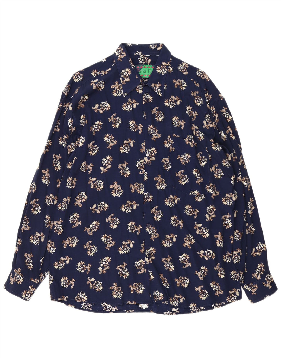 Vintage Herrenhemd Große Marineblaue Paisley-Viskose