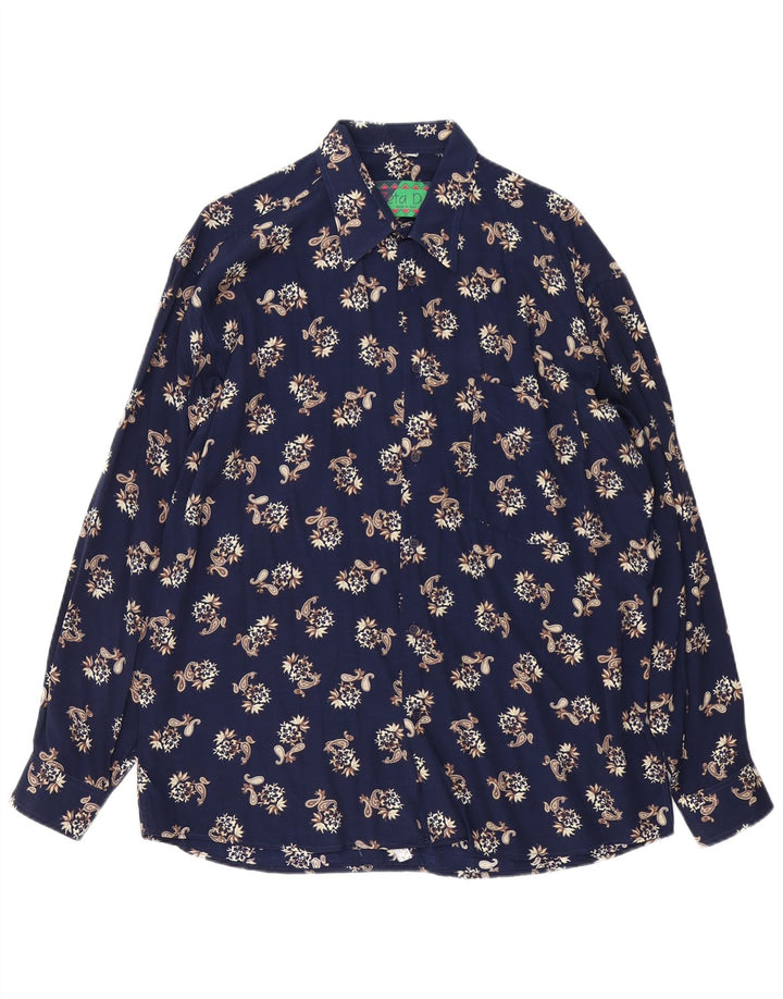 Vintage Herrenhemd Große Marineblaue Paisley-Viskose