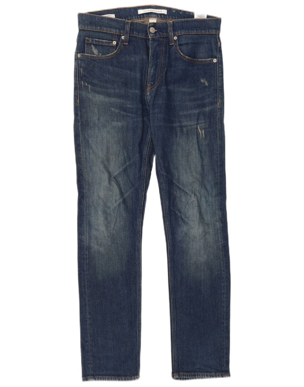 Calvin Klein Damen Distressed Slim Jeans W28 L30 Blaue Baumwolle