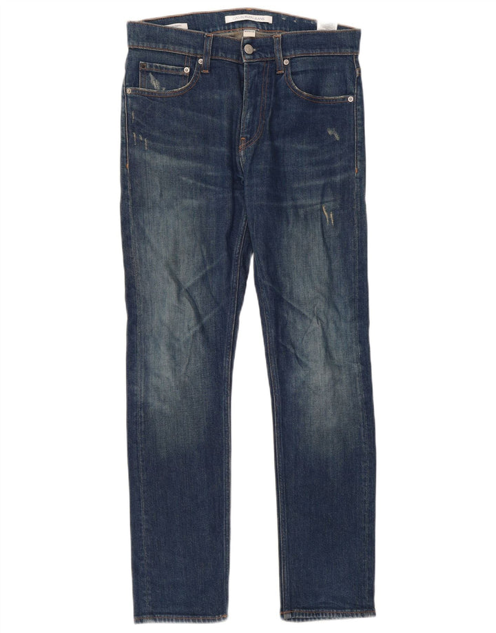 Calvin Klein Damen Distressed Slim Jeans W28 L30 Blaue Baumwolle