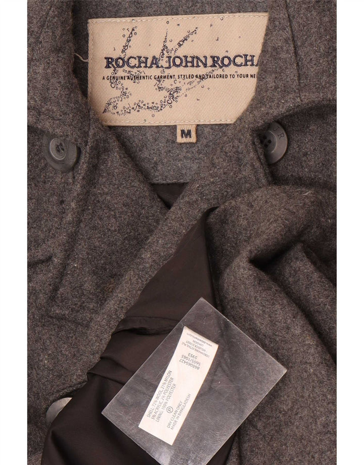 John Rocha Herren Pea Coat UK 38 Mittelgraue Wolle