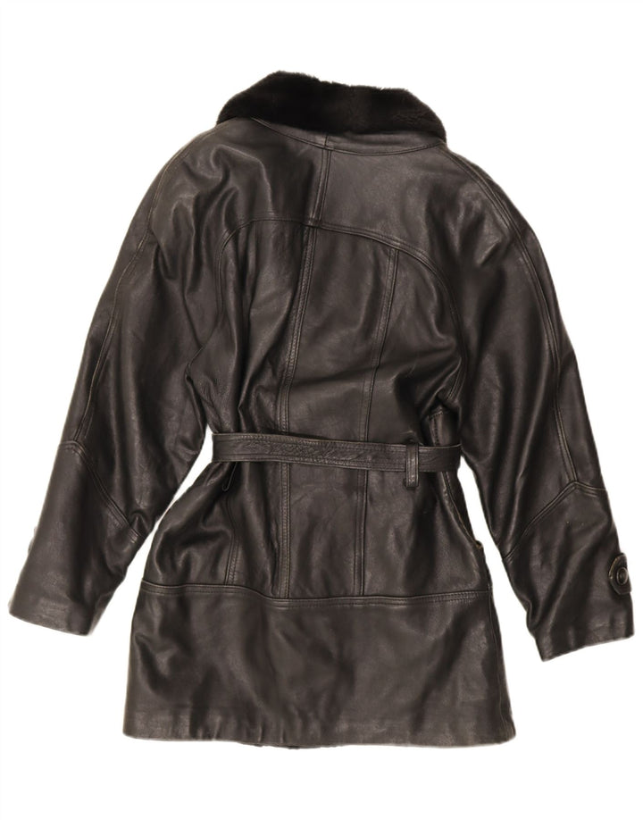 Vintage Damen Übergroße Lederjacke UK 10 Kleines schwarzes Leder