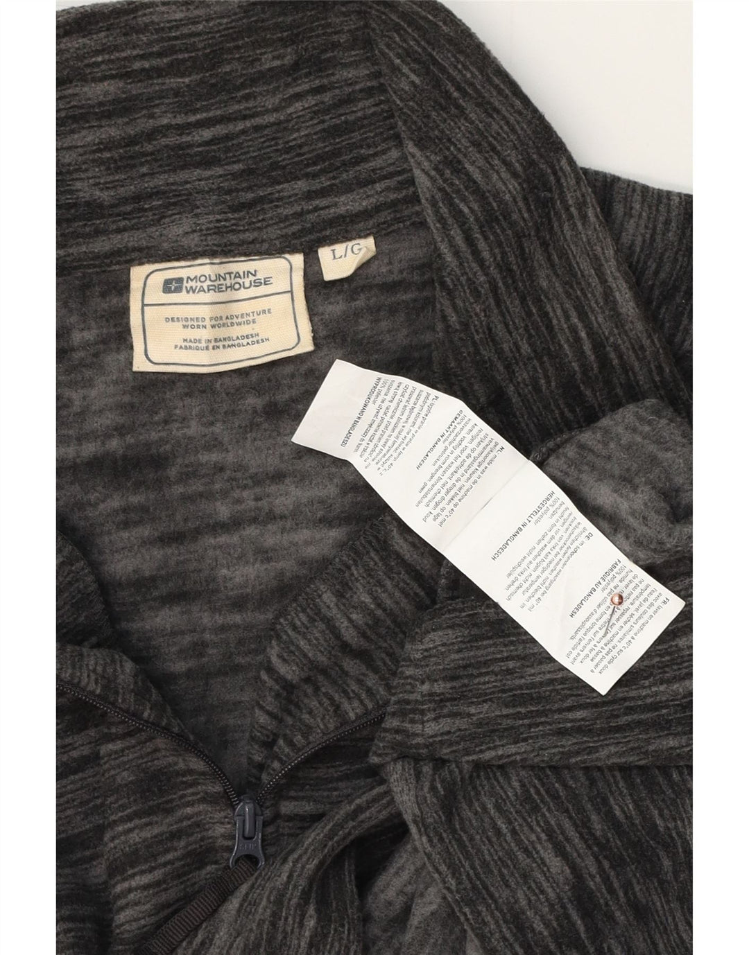 MOUNTAIN WAREHOUSE Herren-Fleecepullover mit Reißverschluss am Hals, groß, grau, Nadelstreifen