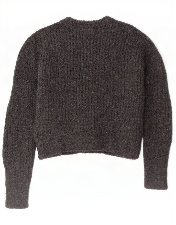Zara Herren-Pullover mit U-Boot-Ausschnitt, mittelgraues Acryl