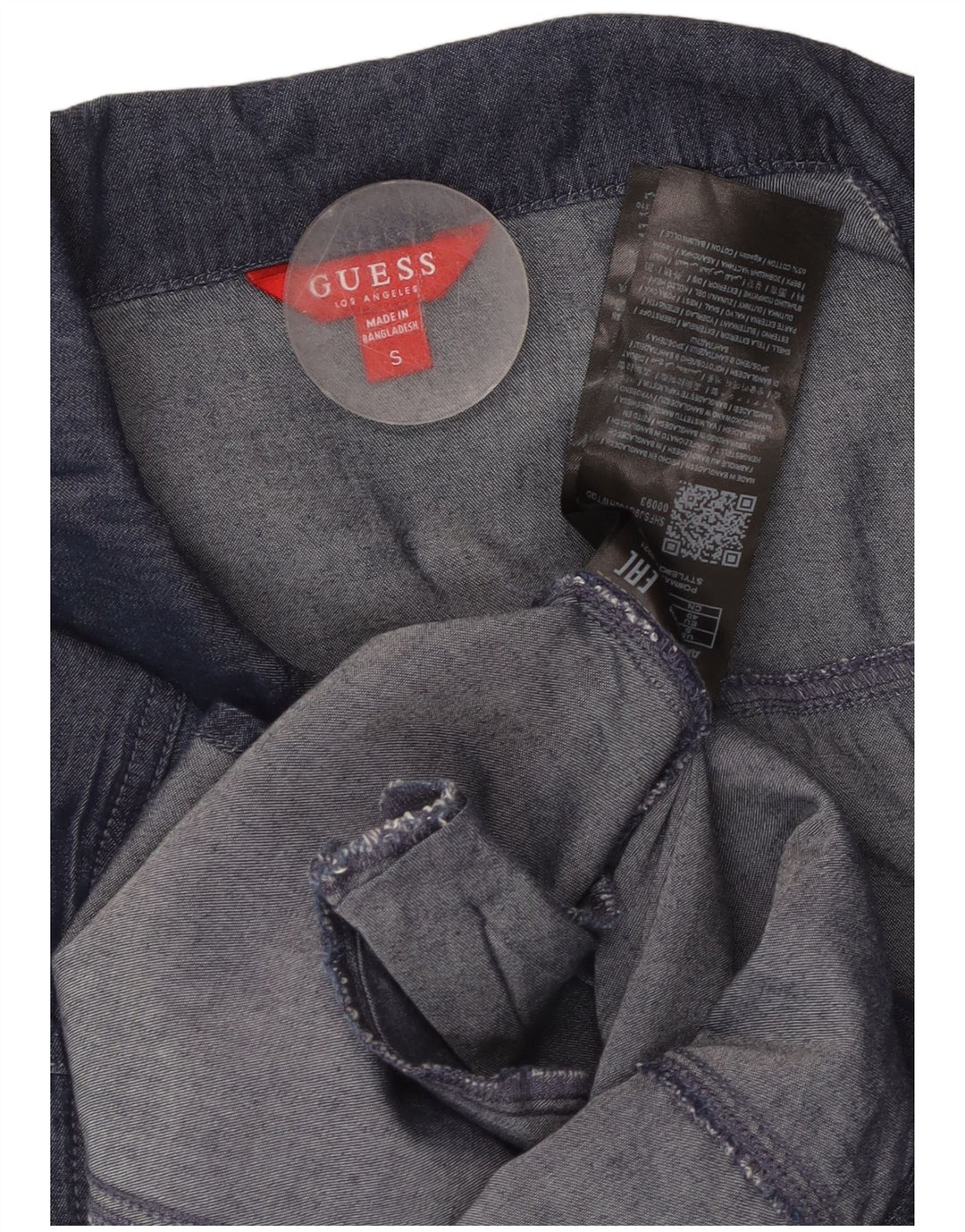 GUESS Damen Denim-Hemdkleid mit 3/4-Ärmeln, Größe S, Marineblau, Baumwolle