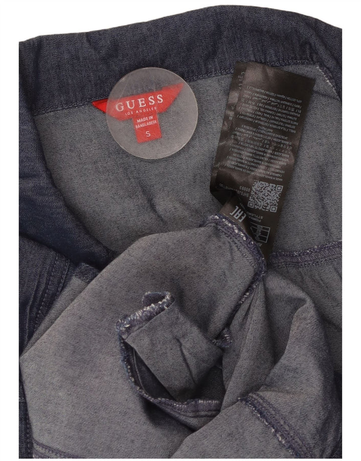 GUESS Damen Denim-Hemdkleid mit 3/4-Ärmeln, Größe S, Marineblau, Baumwolle