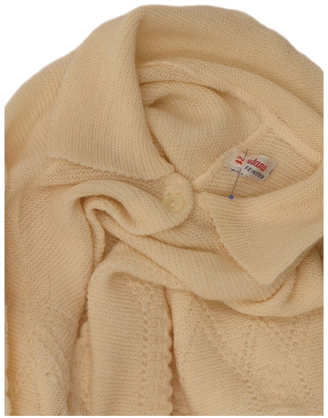 VINTAGE Damen Crop Cardigan Pullover IT 42 Mittelgelbe Merinowolle