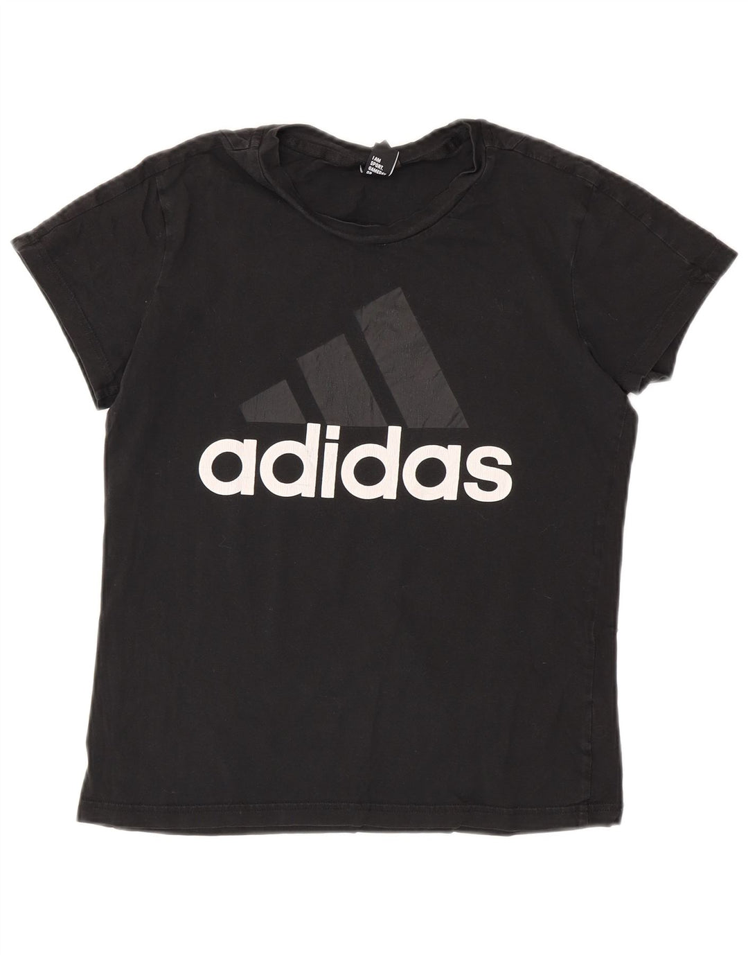 Adidas Damen Graphic T-Shirt Top UK 12 Medium Schwarz Baumwolle