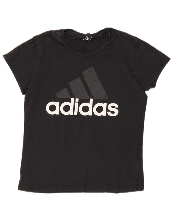 Adidas Damen Graphic T-Shirt Top UK 12 Medium Schwarz Baumwolle